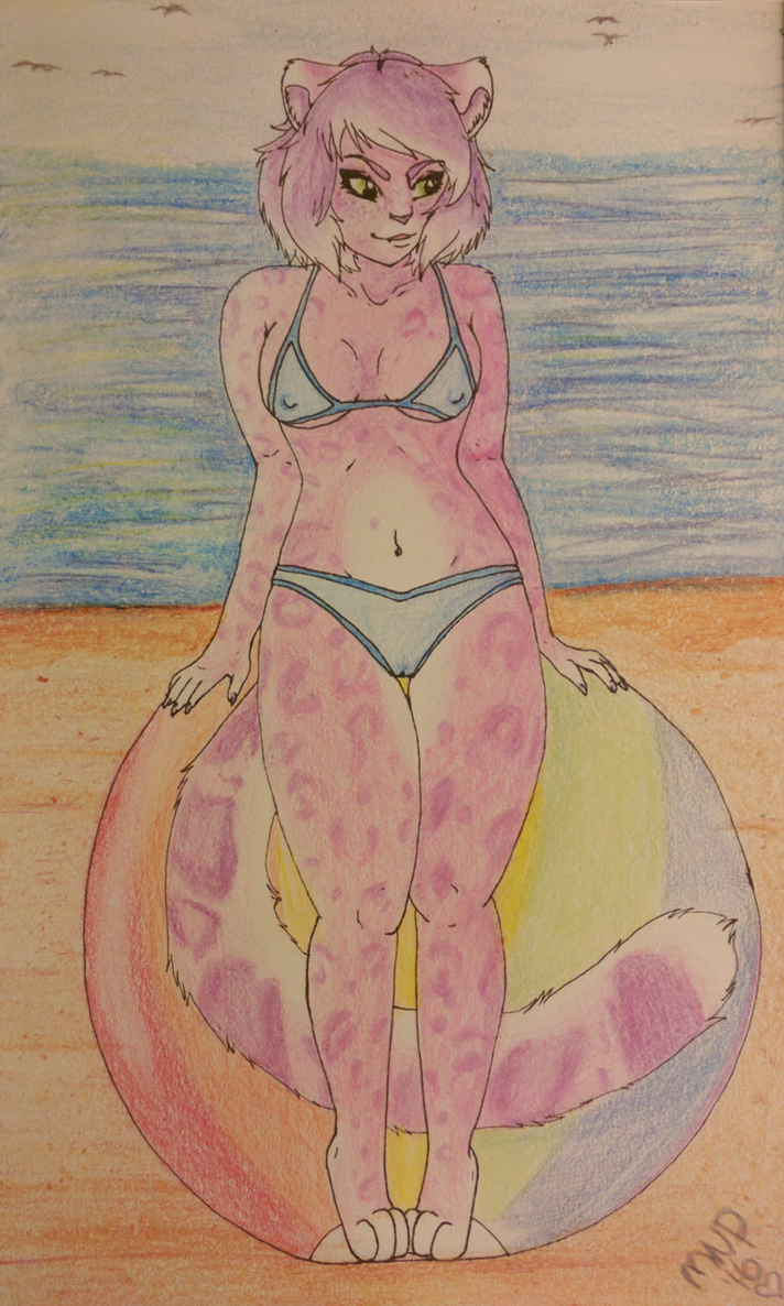 Colored pencil beach scene