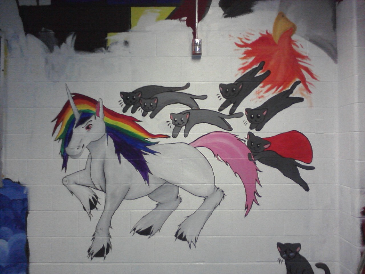 Was allowed to paint the hallway in high school. I don't think I have a pic of it completed :c
