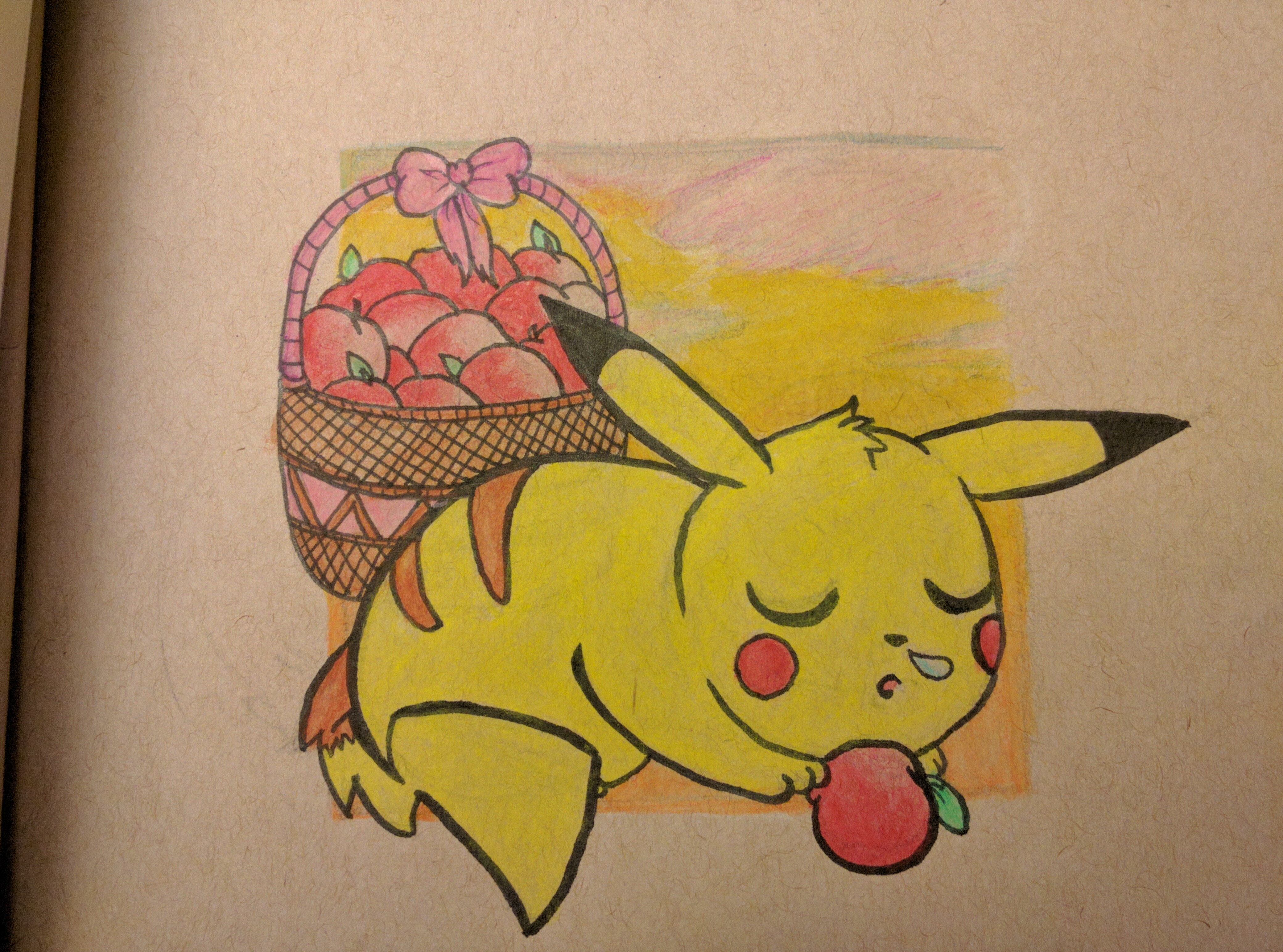 Pika naps after picking apples