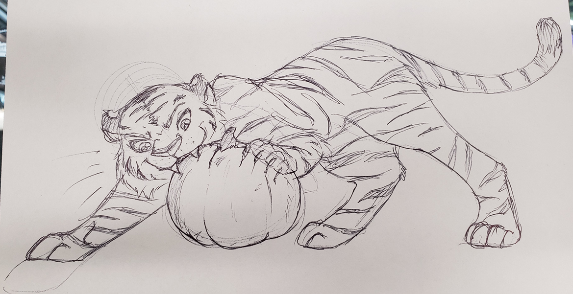Tiger and pumpkin